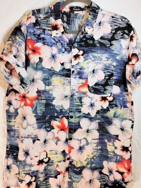 Jogal Thinnest Cotton Hawaiian Print Short Sleeve Shirt Size XL Bold Vacation